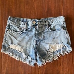 Free People We the Free Loving Good Vibrations Cut off jean shorts size 24